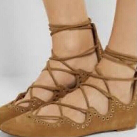 Isabel Marant Leo Lace Up Calfskin Leather Flats Womens Size‎ 35 or 5 Tan Brown - Picture 11 of 12